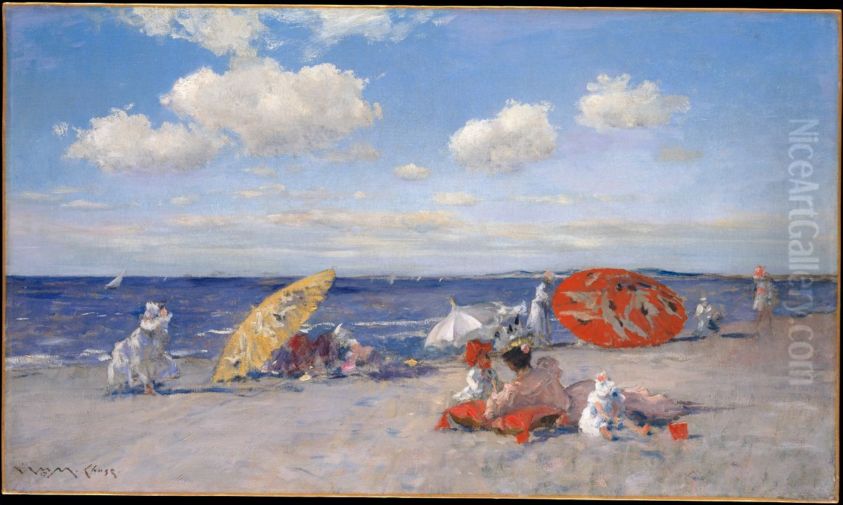 At The Seaside Oil Painting by William Merritt Chase