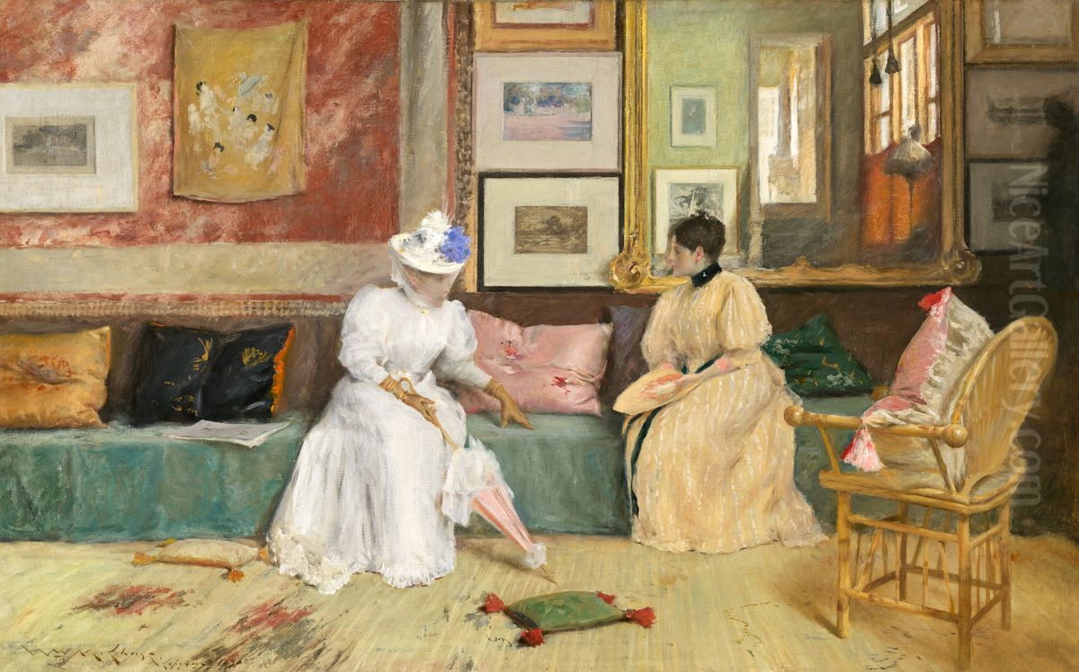 A Friendly Call Oil Painting by William Merritt Chase