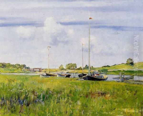 At The Boat Landing Oil Painting by William Merritt Chase
