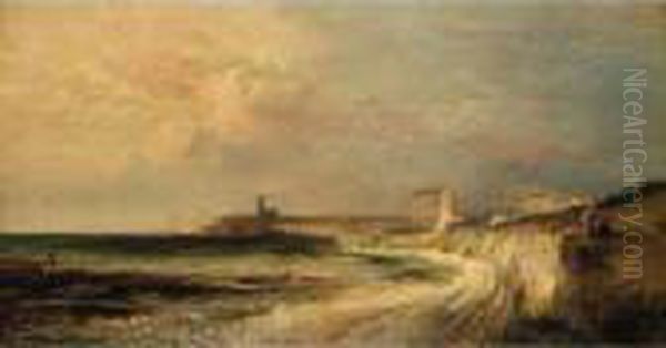 Margate Strand Oil Painting by James Vivien de Fleury
