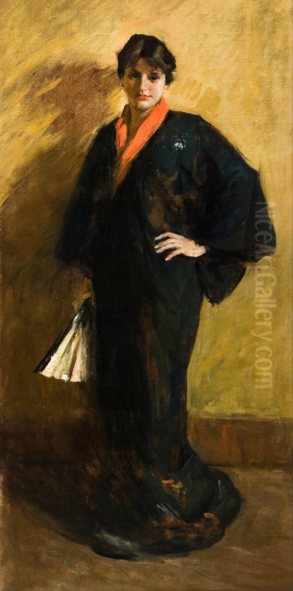 The Blue Kimono Oil Painting by William Merritt Chase