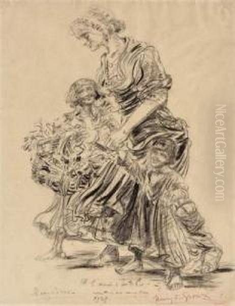 La Marchande De Fleurs Oil Painting by Henri De Groux