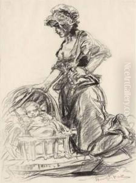 Femme Et Son Enfant Oil Painting by Henri De Groux