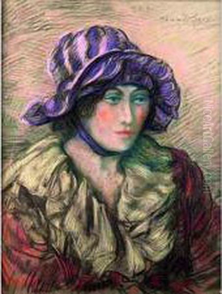 Portrait De Femme Au Chapeau Oil Painting by Henri De Groux