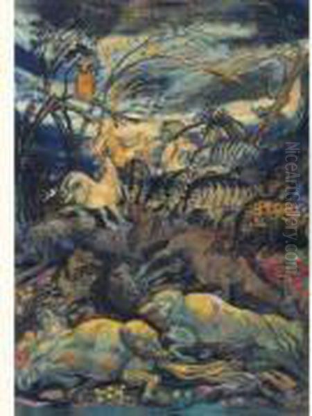 Le Charnier (1894) Oil Painting by Henri De Groux