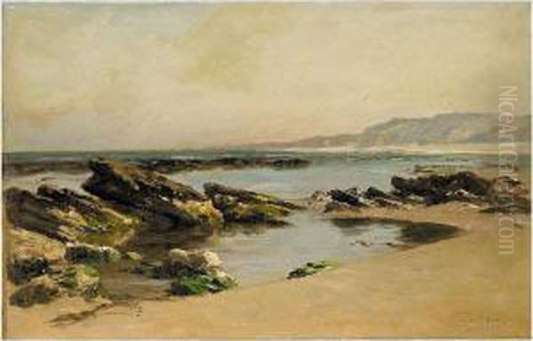 Rocas En La Playa (rocks On The Beach) Oil Painting by Carlos de Haes