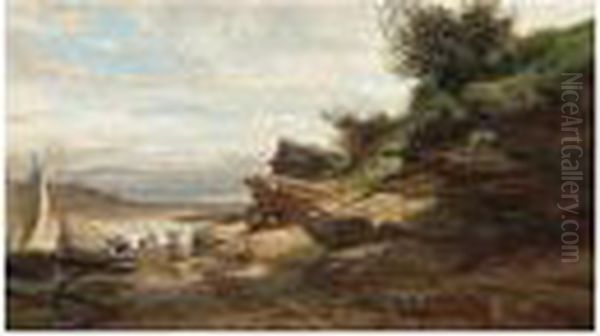 Belgian, 1829-98 Oil Painting by Carlos de Haes