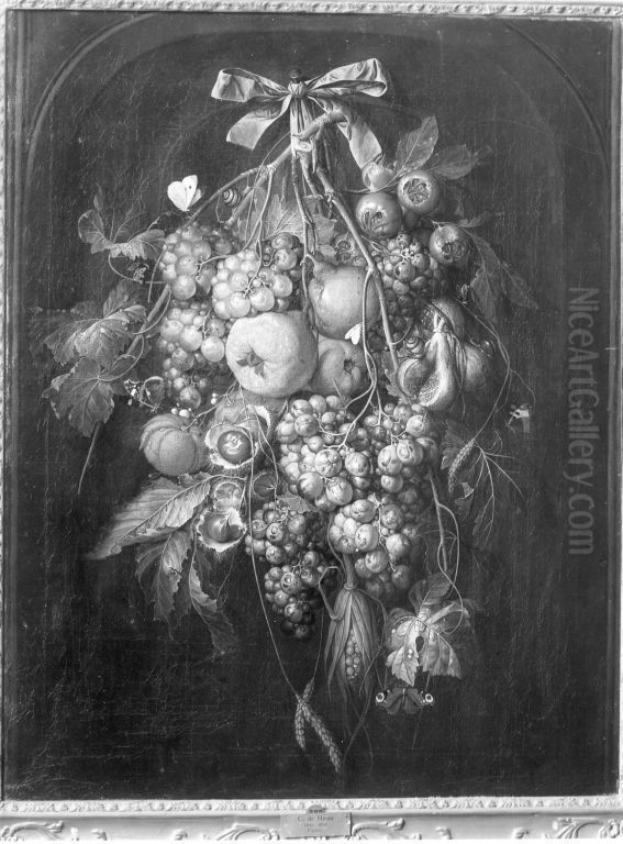 Fruchtestillleben Oil Painting by Cornelis De Heem