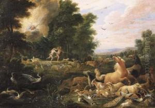 The Expulsion From The Garden Of Eden Oil Painting by Lambert de Hondt