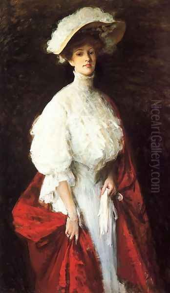 Portrait Of Miss Frances V Earle Oil Painting by William Merritt Chase