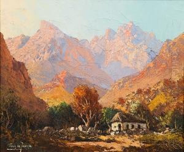 Du Toit's Kloof Pass Oil Painting by Tinus De Jong