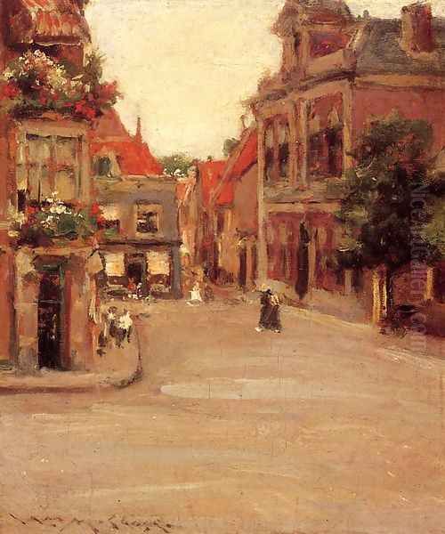 The Red Roofs of Haarlem (or A Street in Holland) Oil Painting by William Merritt Chase