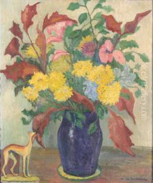 Still Life Of Flowers Oil Painting by Stanislawa De Karlowska