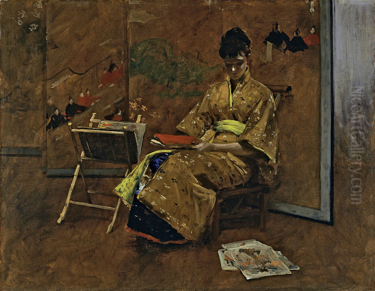 The Kimono Oil Painting by William Merritt Chase