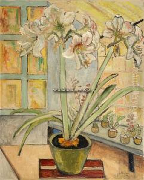 Blomsterstilleben Oil Painting by Julie Holmberg De Krohn