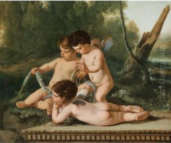Appartenant A Une Collection 
Particuliere
 

 
 
 

 
 Putti Tenant Une Guirlande De Fleurs [ ; Putti Holding A 
Guirland Of Flowers ; Oil On Canvas ; Signed And Dated ; Unframed] Oil Painting by Laurent De La Hyre