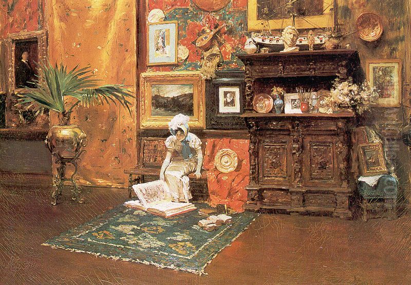 In The Studio Oil Painting by William Merritt Chase