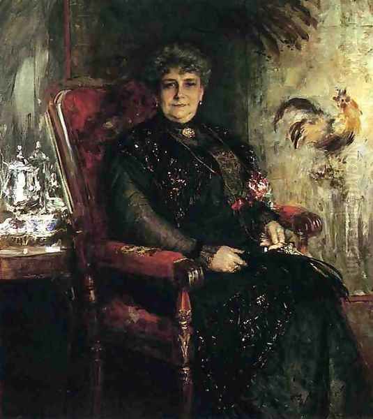Portrait of Mme. E. H. Bensel Oil Painting by William Merritt Chase