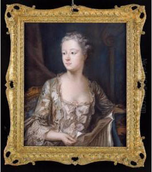 Ritratto Di Madame De Pompadour 
(1721-1764); Ritratto Di Louis De France, Dauphin (1729-1765) Oil Painting by Maurice Quentin de La Tour