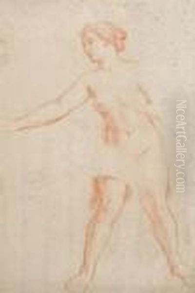 Etude De Femme Nue En Pied, Avec Une Reprise Du Visage Et Une Etude De Main Oil Painting by Charles de Lafosse