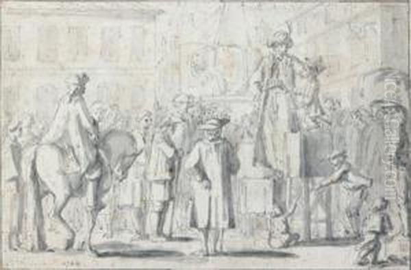 Le Montreur De Singes
Plume Et Encre Noire Oil Painting by Louis-Felix De Larue