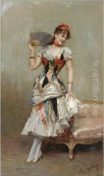 Aline Con Albanico (aline With A Fan) Oil Painting by Raimundo de Madrazo y Garreta