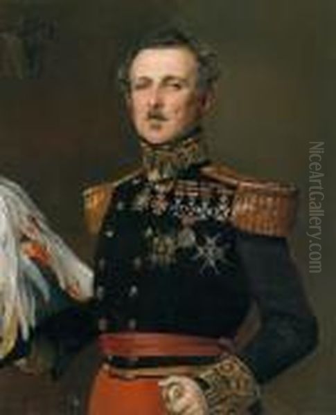 Ritratto Del Feldmaresciallo Don
 Nicolas Miniussir Y Giorgeta Firmato E Datato Federico De Madrazo 
Julio 1843 Oil Painting by Federigo De Madrazo Y Kuntz