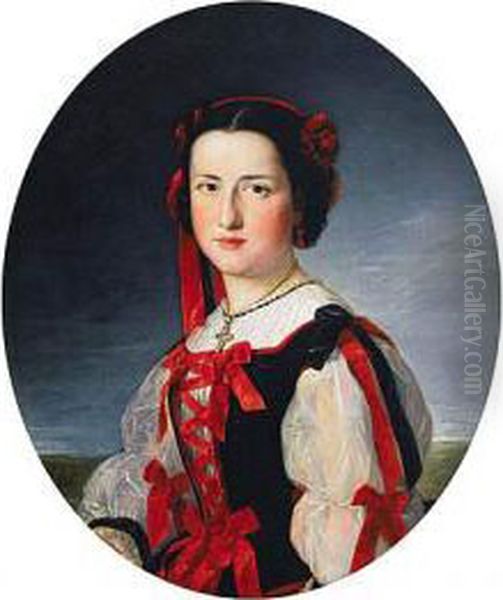 Retrato De La Infanta Dna. Maria
 Luisa Fernanda De Borbon Y De Borbon, Duquesa De Montpensier Oil Painting by Federigo De Madrazo Y Kuntz