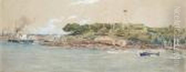 The Chartered Royal Yacht 
'ophir' Disembarking Their Royal Highnesses The Duke And Duchess Of York
 In Sydney Harbour On 6th. May 1901 Oil Painting by Eduardo de Martino