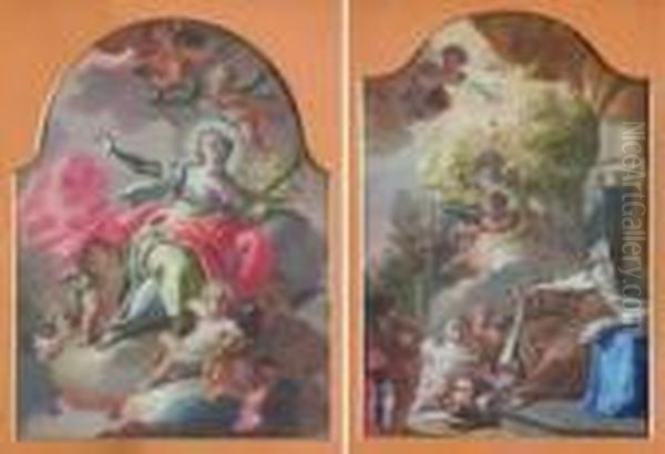 A) Estasi Di Santa Teresa
 B) Gloria Di Una Santa Martire (santa Dorotea?) Oil Painting by Francesco Solimena