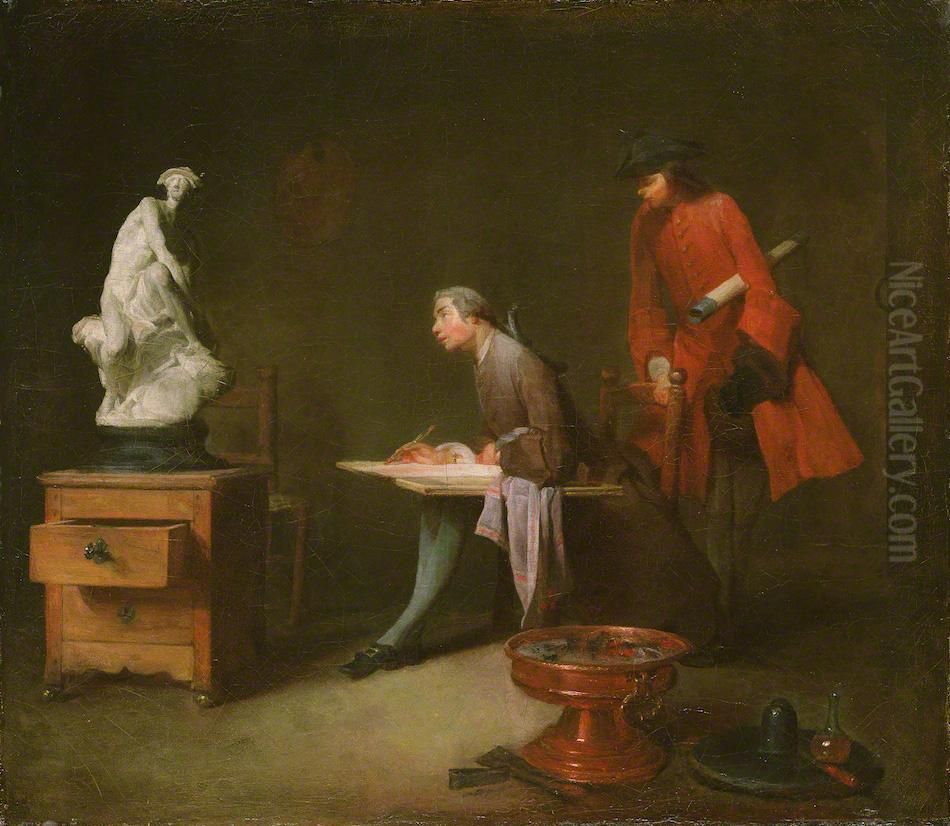 The Drawing Lesson Oil Painting by Jean-Baptiste-Simeon Chardin