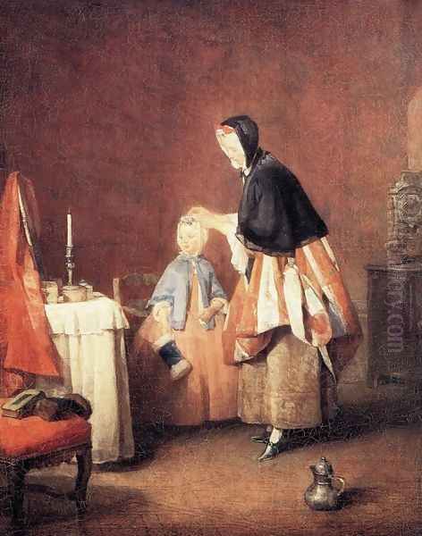 The Dressing Table Oil Painting by Jean-Baptiste-Simeon Chardin