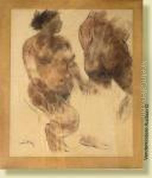 Etudesde Nus, Gouache Sur 
Papier. Signee En Bas A Gauche Rene De Pauw.ecole Belge. Dim.: 65x50,5 
Cm Oil Painting by Rene De Pauw