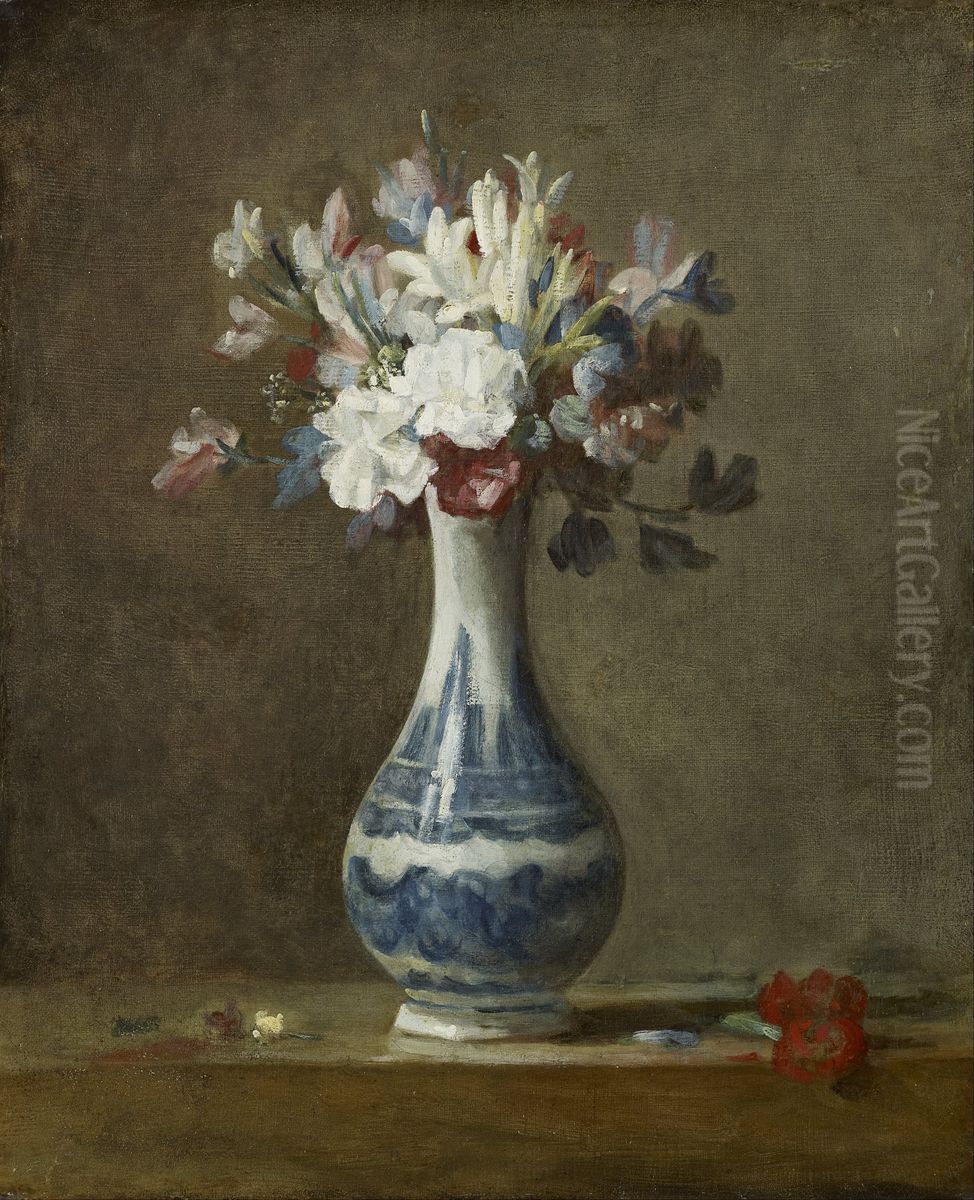 A Vase of Flowers Oil Painting by Jean-Baptiste-Simeon Chardin