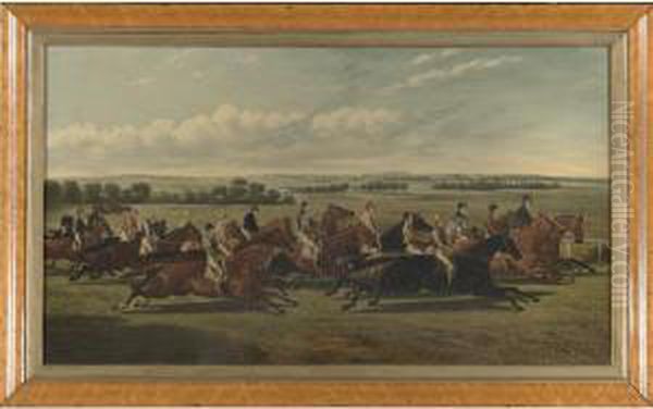 A Flat Race Between Classic 
Warriors, Including 'sauce Box', 'stockwell', 'nutwith', 'voltigeur', 
'chanticleer', 'flying Dutchman', 'teddington', And 'west Australian' Oil Painting by Alfred F. De Prades
