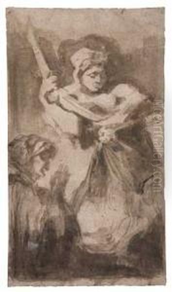 Group Of 4 Drawings Oil Painting by Francisco Goya Fuendetodos