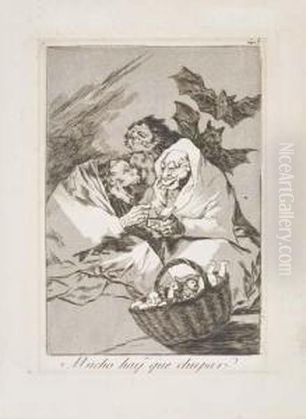 Mucho Hay Que Chupar Oil Painting by Francisco Goya Fuendetodos