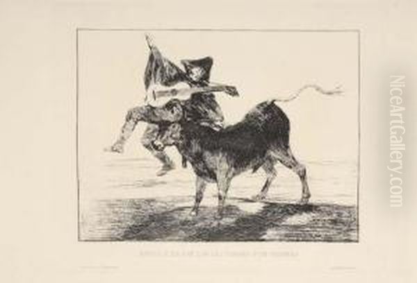 Aveugle Enleve Sur Les Cornes D'un Taureau (dios Se Lo Pague Austed) Oil Painting by Francisco Goya Fuendetodos