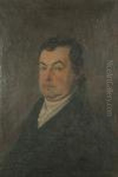 Portrait Of A Gentleman, Bust-length, With A Black Coat, With A White Cravat Oil Painting by Francisco Goya Fuendetodos