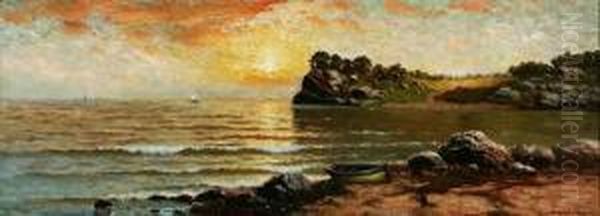 Sunset Coastal S L/r: Dey De 
Ribcowsky O/c 18 X 48 Est:$3000/4000 Provenance: Local Non-profit 
Institution Oil Painting by Dey De Ribcowsky