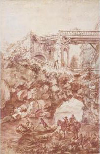 Portrait De Jeune Femme Assise De Profil Oil Painting by Augustin de Saint-Aubin