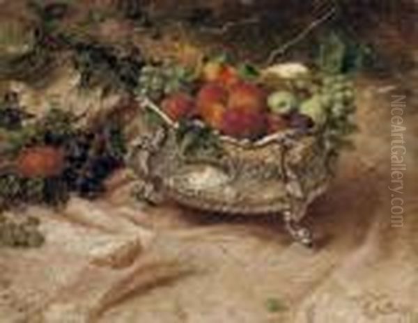 Natura Morta Di Frutta Oil Painting by Giuseppe De Sanctis