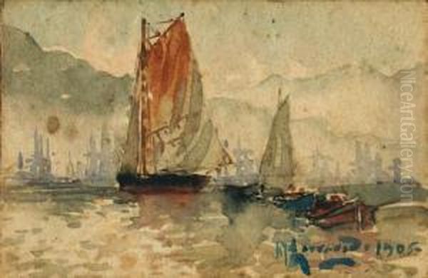 Barcos De Pesca Oil Painting by Carlos Maria De Santiago
