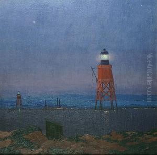 The Lighthouse Oil Painting by Carlos Maria De Santiago