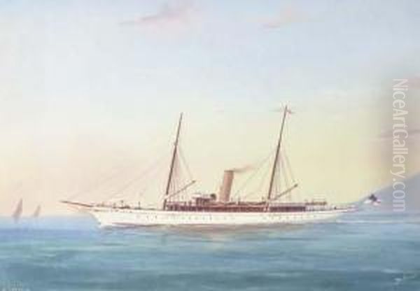 The Royal Yacht Squadron Steam Yacht Catania Oil Painting by A. De Simone