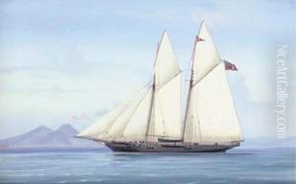 The Schooner Yacht Zoe Oil Painting by A. De Simone