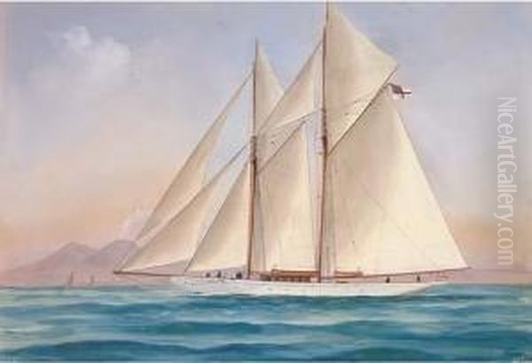 The Royal Yacht Squadron's Schooner Oil Painting by A. De Simone