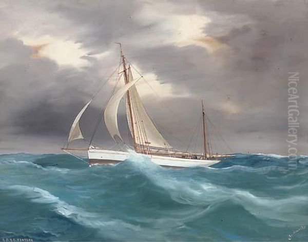 The R.d.y.c.'s Yawl 
Ventura 
 In A Heavy Swell Oil Painting by A. De Simone