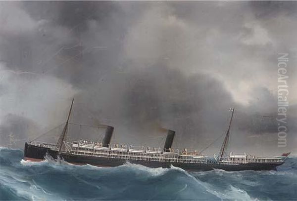 R.m.s. 
Ophir 
 In Heavy Weather Oil Painting by A. De Simone