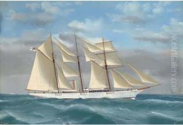 The Royal Yacht Squadron Steam Yacht Cuhona At Sea Oil Painting by A. De Simone